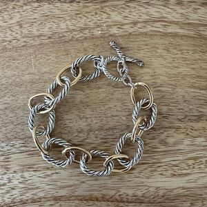 Silver and gold link bracelet